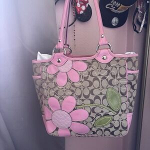 Vtg PINK Y2K Coach Limited Edition Signature Bleecker Daisy Tote Bag Purse